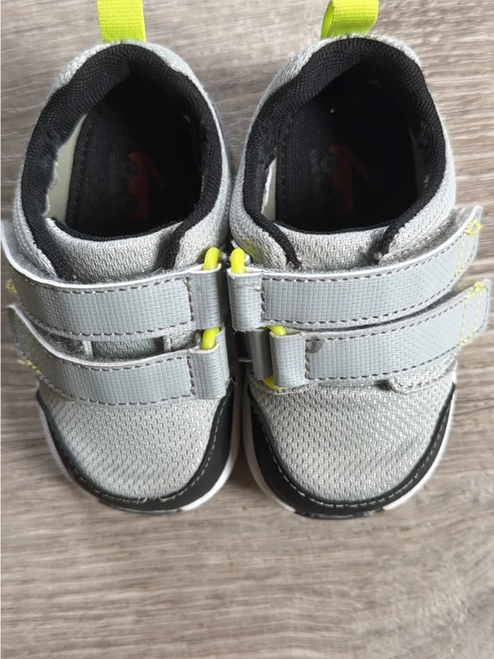 See Kai run boys  Grey and Neon Green Velcro Athletic Shoes